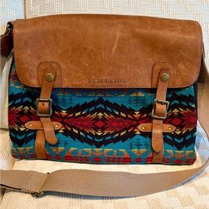 Pendleton Brown Laptop Bag with Southwestern Pattern